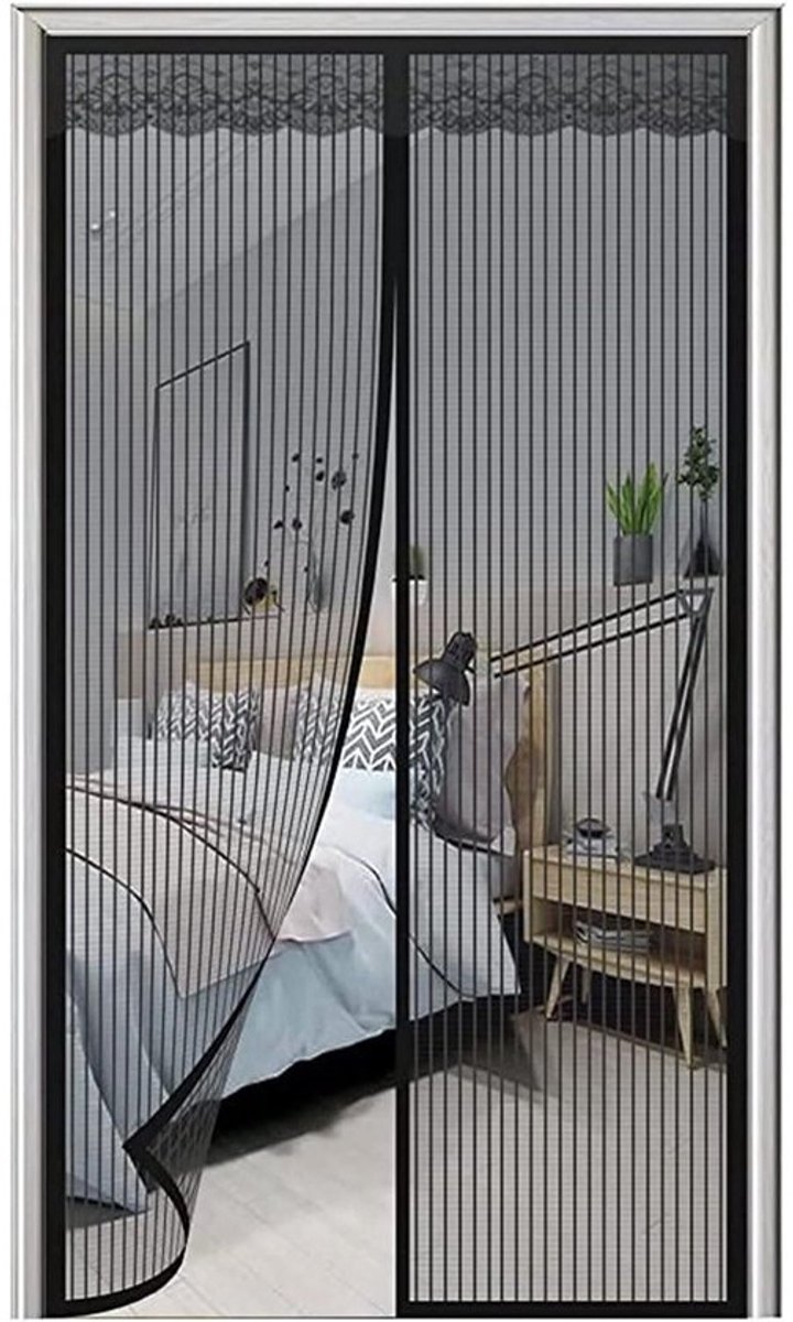 Magnetisch Muskietennet - Insectengordijn Deur - Insecten Buiten Houden - Automatische Sluiting - 95 x 205 cm - Zwart