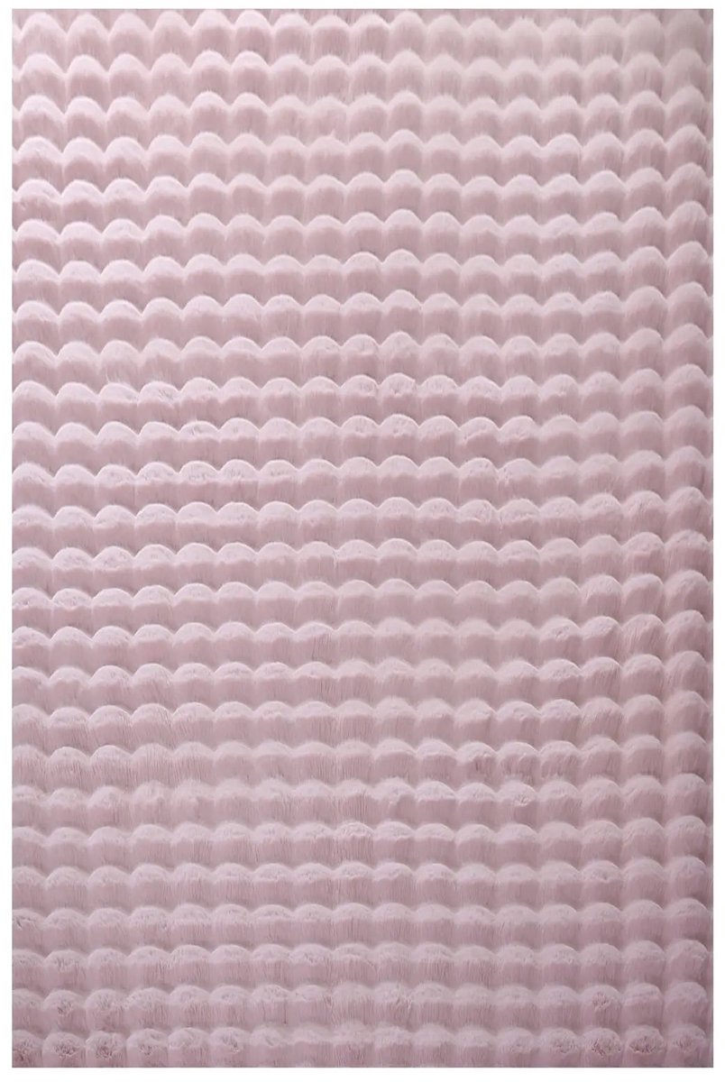 Dutch XXL Hoogpolig Vloerkleed | Tapijt | Ambiance | Ribbels | Rosé | 80x250 cm