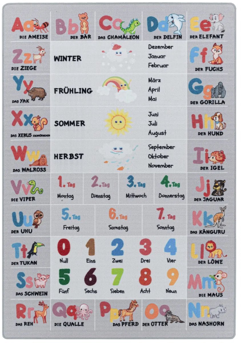 Dutch XXL Kindervloerkleed | Tapijt | Play | Alfabet | Grijs | 140x200 cm
