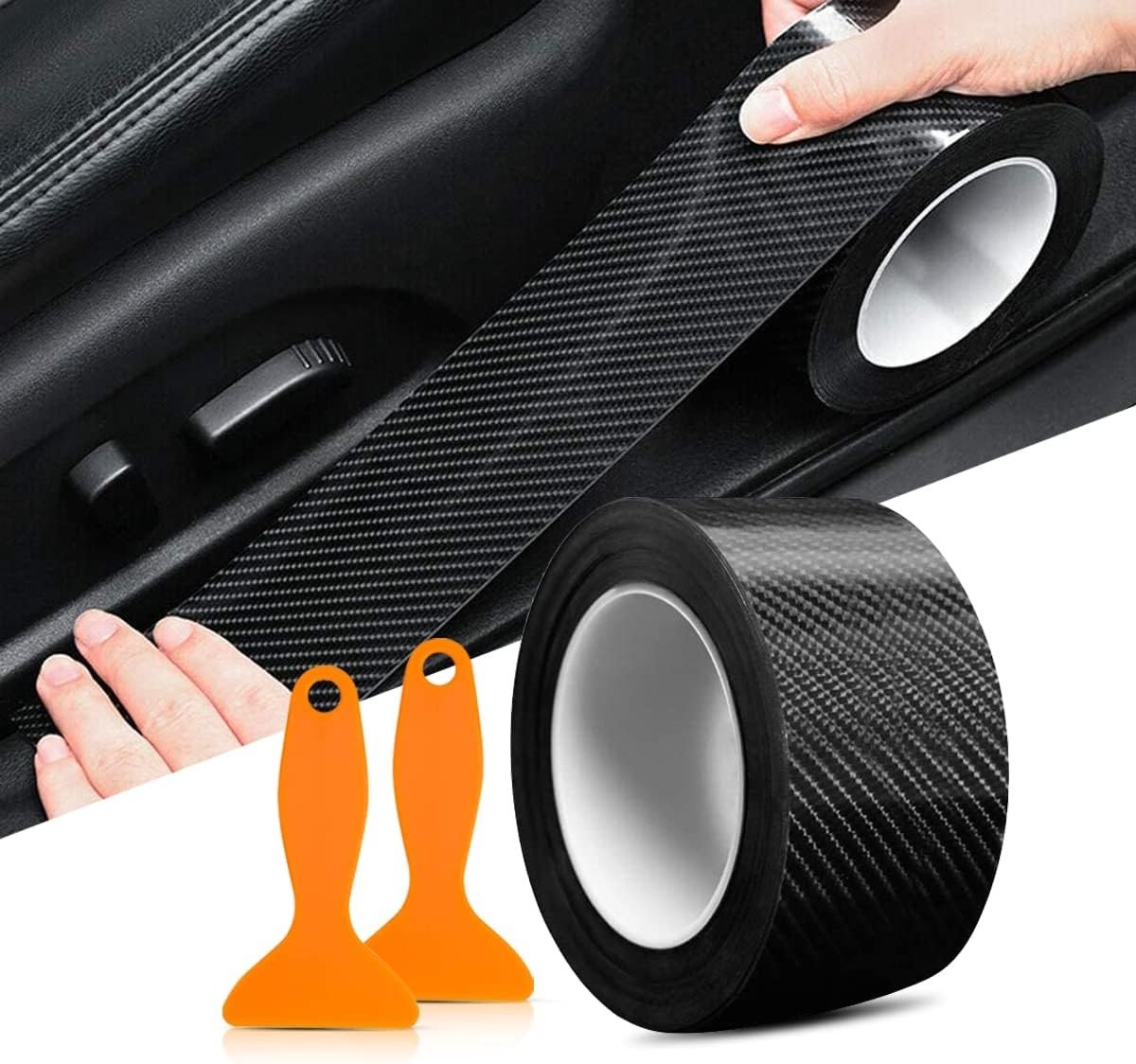 Carbon Fiber Stickers voor Auto - 6D Zelfklevende Beschermfolie - 5 cm x 10 m Zwart voor Lakbescherming en Stijlversterking