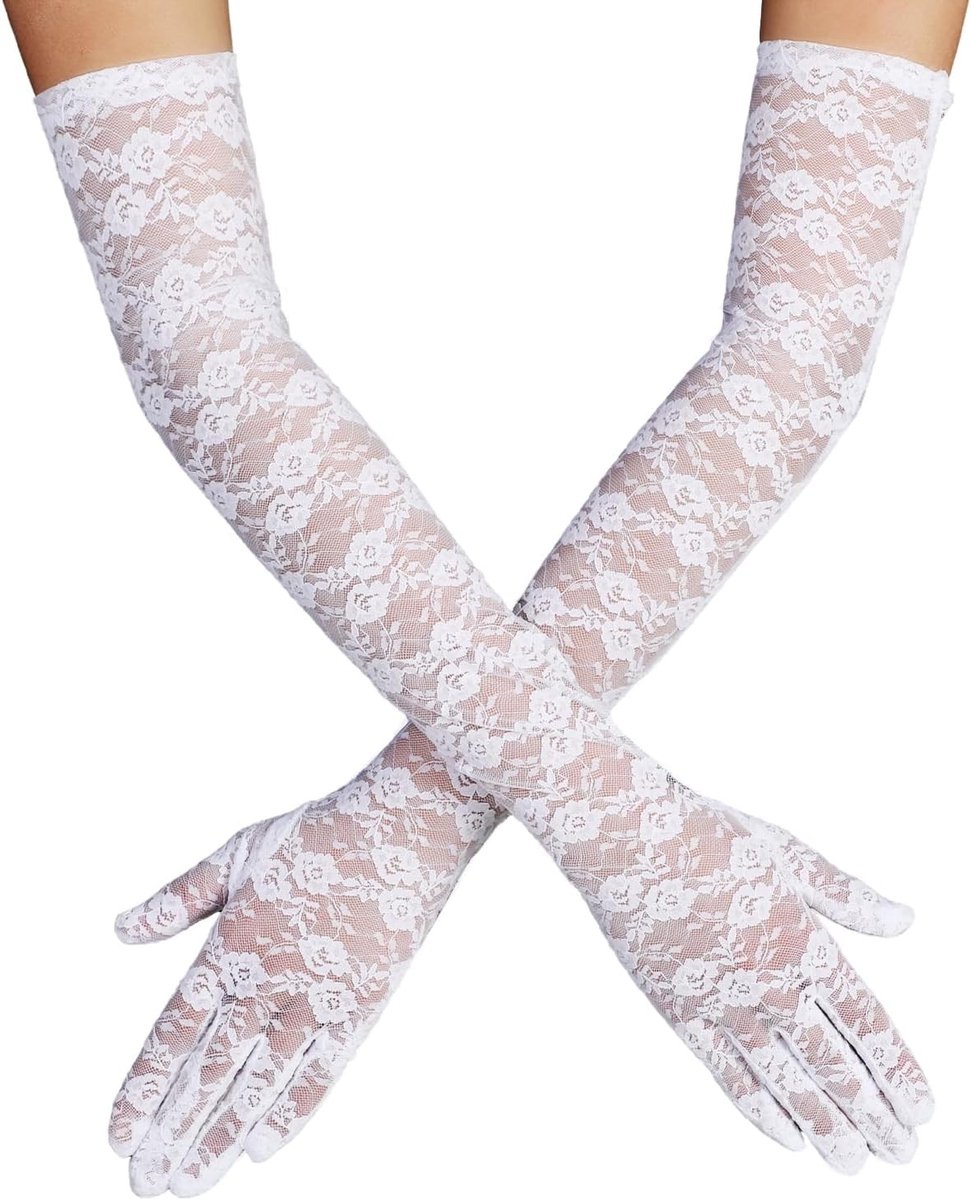 Lange Elegante Kanten Handschoenen voor Vrouwen - Perfect voor Bruiloften, Feesten en Theatervoorstellingen