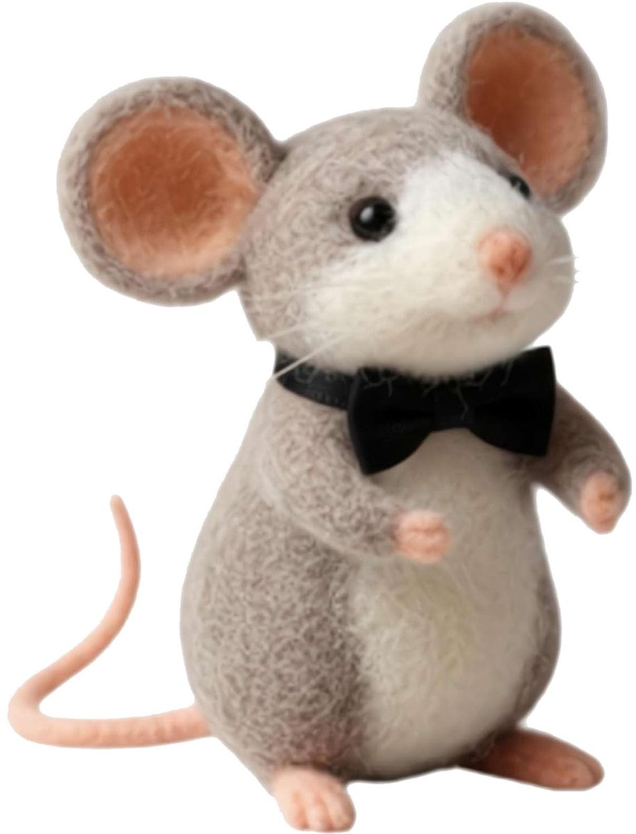 Kerstvilt Muis Ornament - Handgemaakt Hart en Bloem