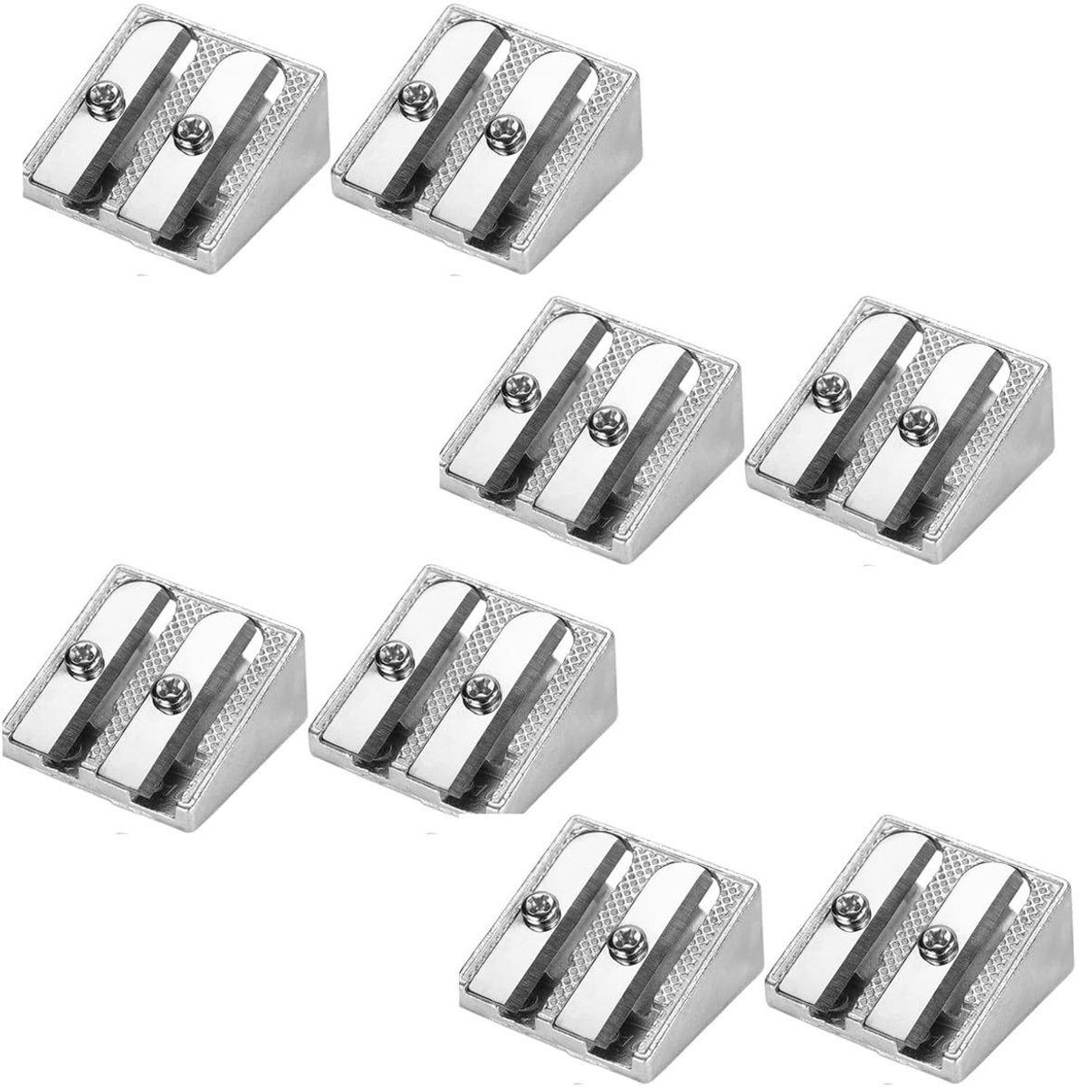 8 Stuks Mini Potloodslijpers - Metaal met 2 Gaten