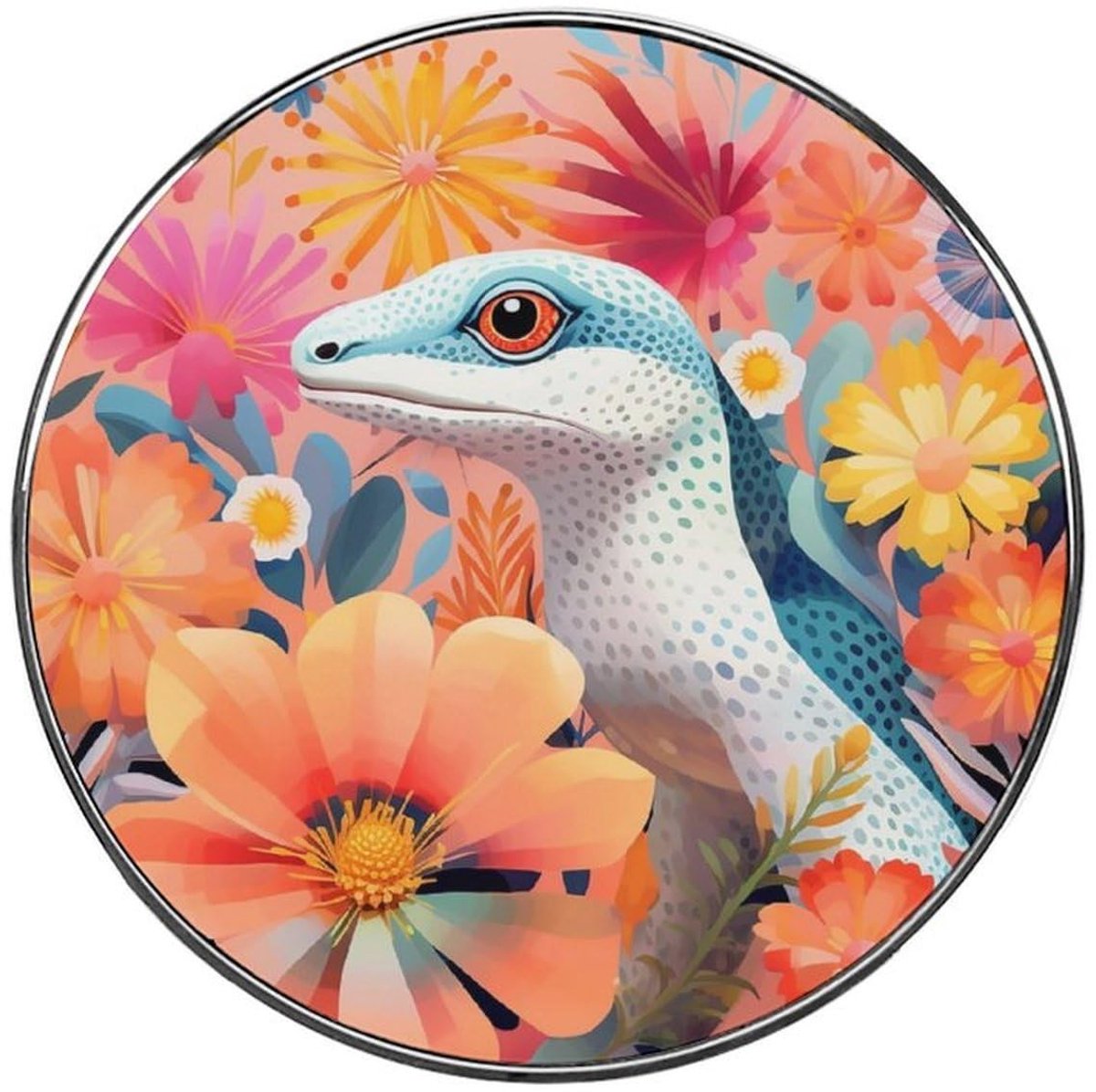 Koelkastmagneten - Waterdichte ronde decoratieve magneten met bloemen en hagedis