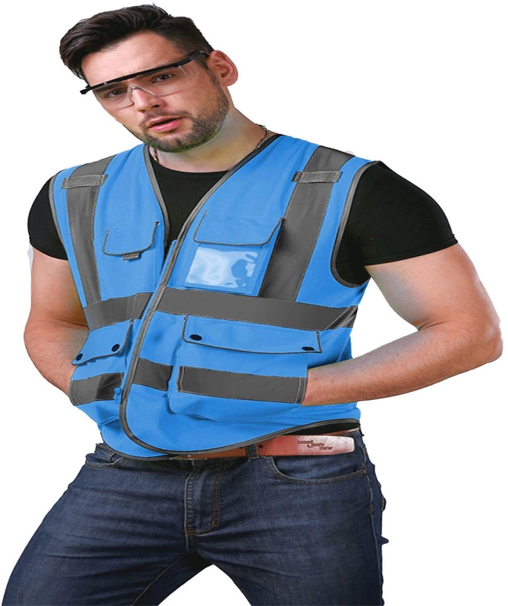 Reflecterend Veiligheidsvest met Pocket - Blauw