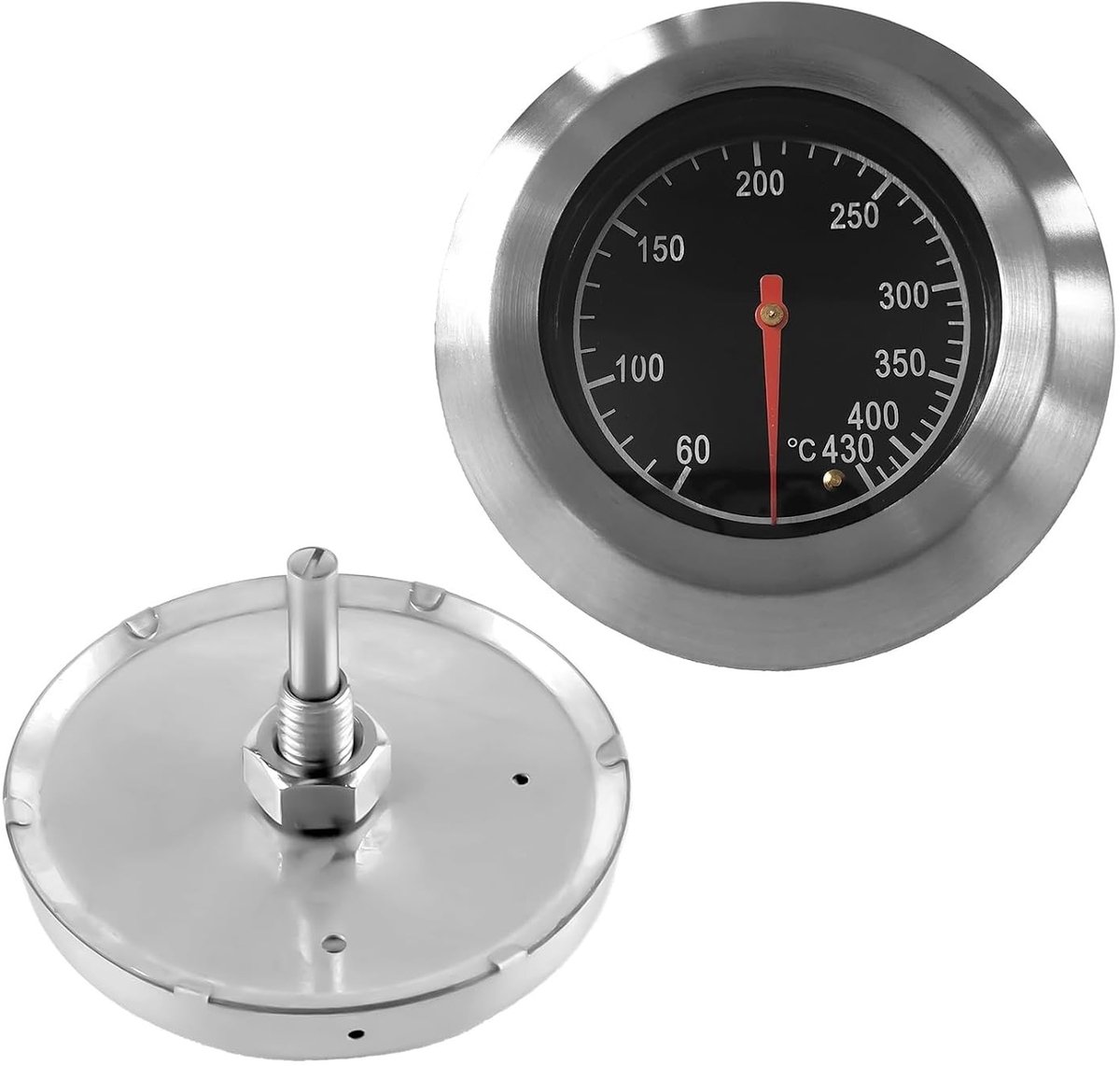 Grillthermometer van RVS voor Gasbarbecues en Smokers, Temperatuurbereik 60-430 °C, Nauwkeurige BBQ Temperatuurmeting