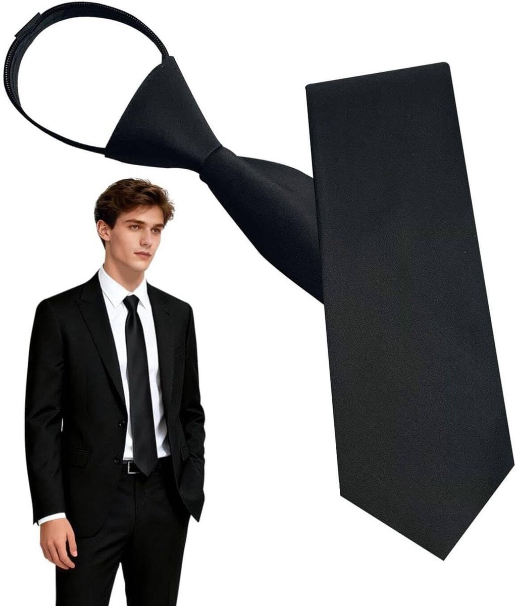 Elegante Zwarte Krawatte voor Mannen, 8 cm Satijnen Krawatte voor Bruiloften en Feestelijke Gelegenheden