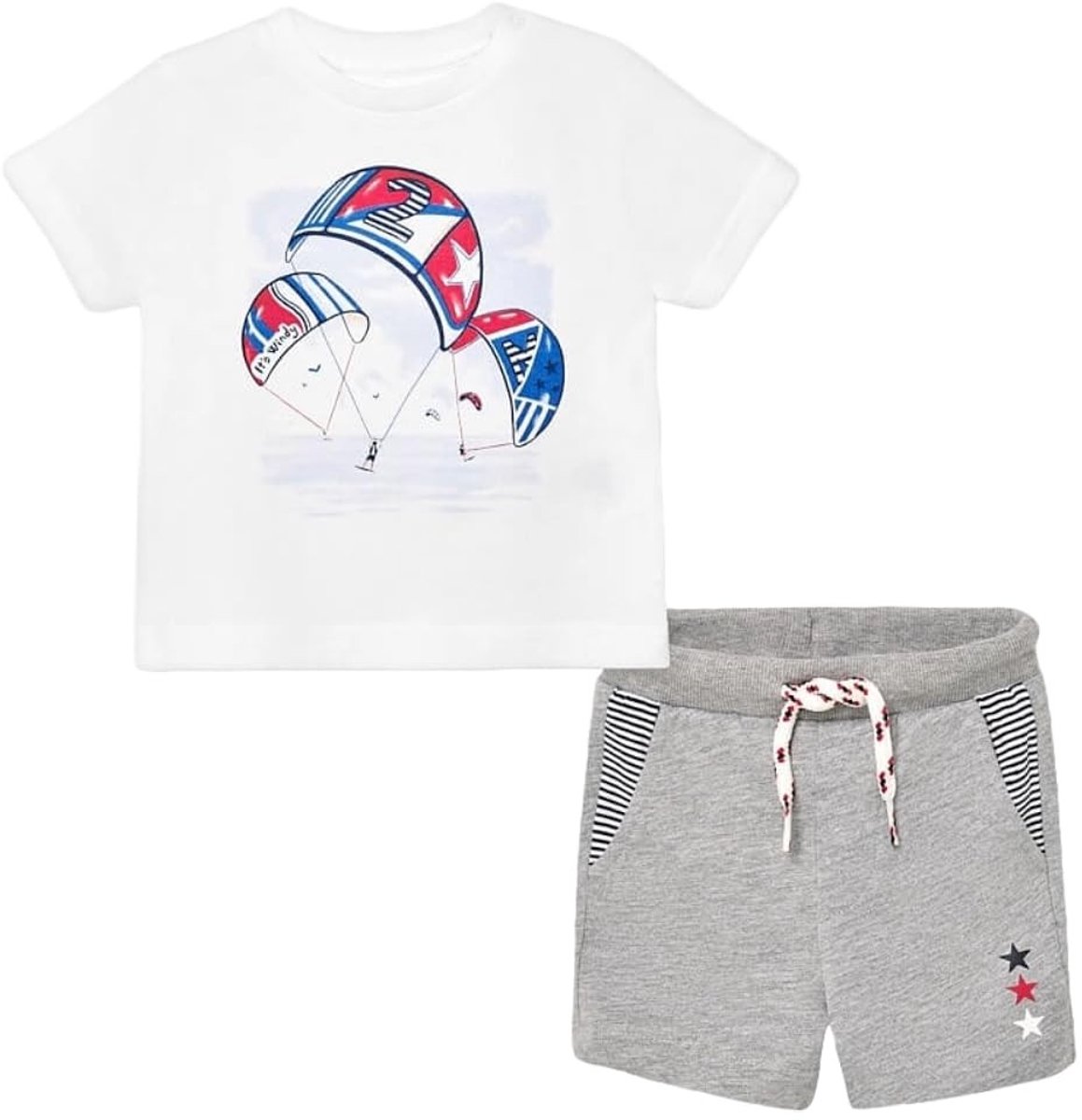 Zomer T-shirt en Shorts Set - Kitesurfprint en Grijs