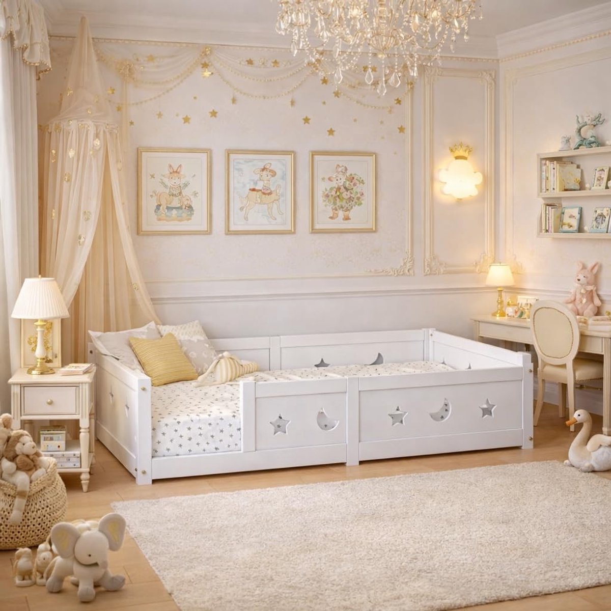 Kinderbed 120 x 200 cm - Veilig Met Valbeveiliging - Wit