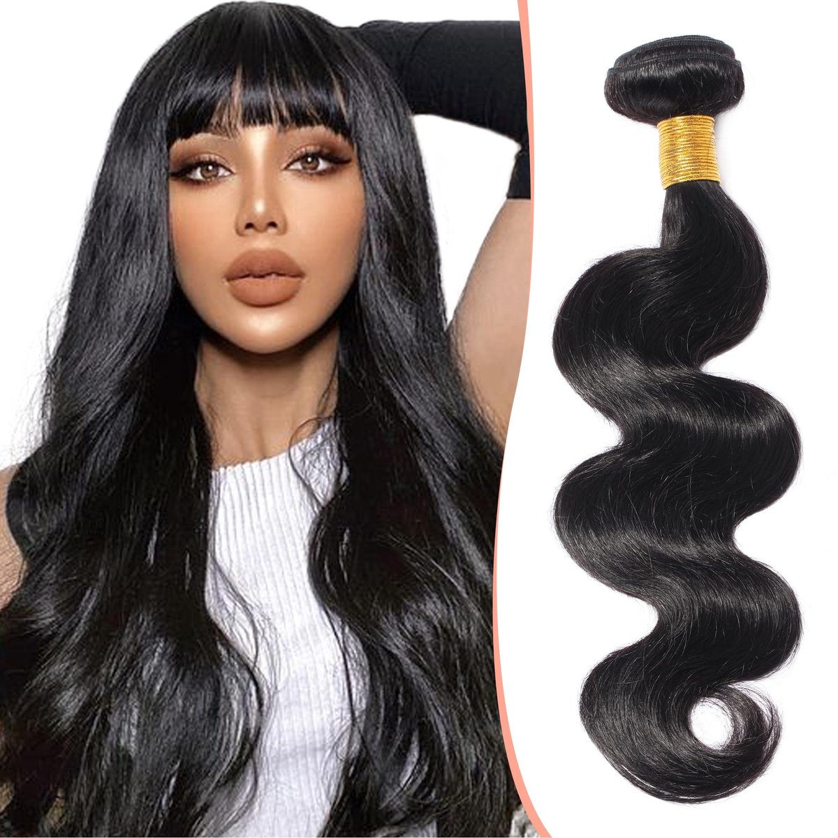 Braziliaanse Haarverlengingen - Krullend, 18 Inch, Zwart