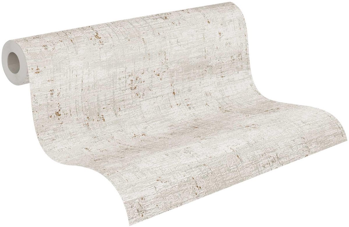 Vliesbehang met structuur - Grijs, crème, beige