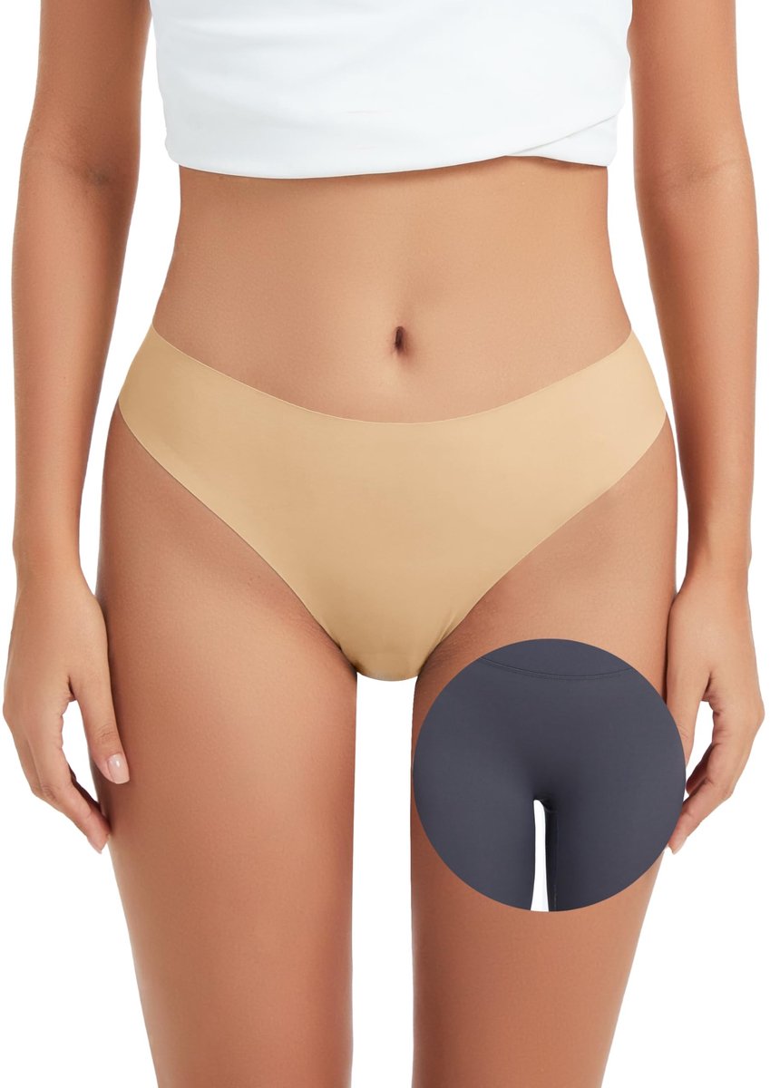 Seamless Thong Ondergoed voor Dames - Hoog Taille - Natuurlijke Huidkleur