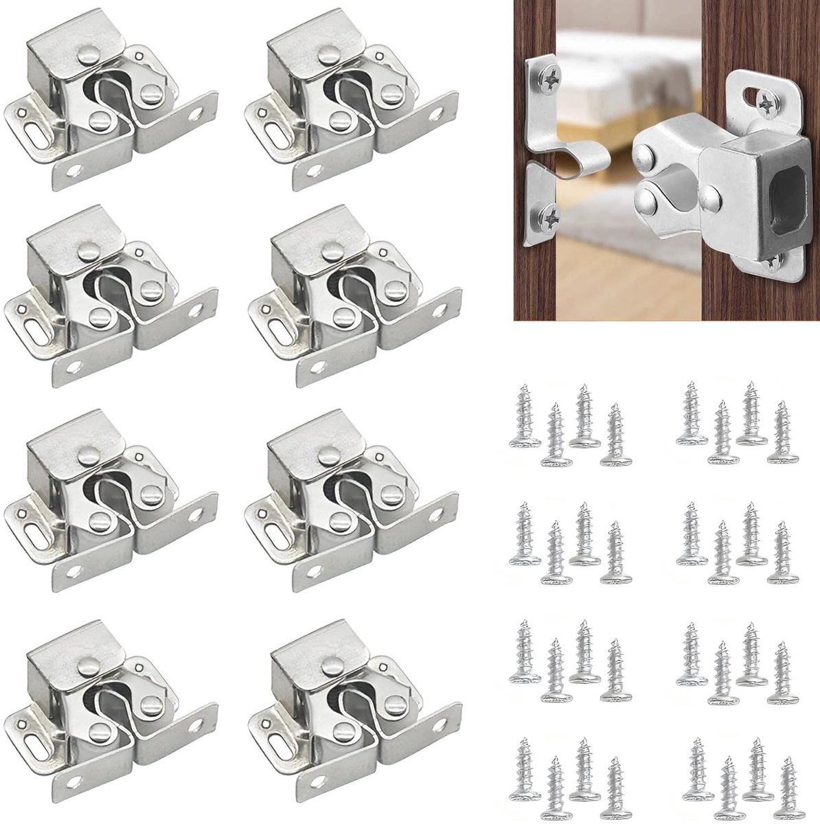 Set van 6 Dubbele Roller Sloten - voor Meubels