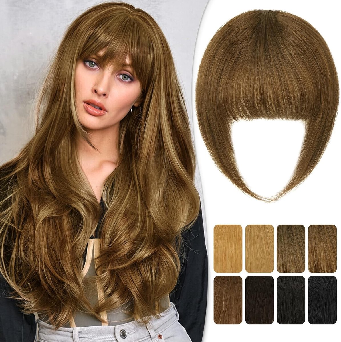 Clip in Bangs van 100% Menselijk Haar - Dikke Fringe Extensions voor Vrouwen in Donkerbruin, Natuurlijke Look, Eenvoudig te Bevestigen en Stijlvol