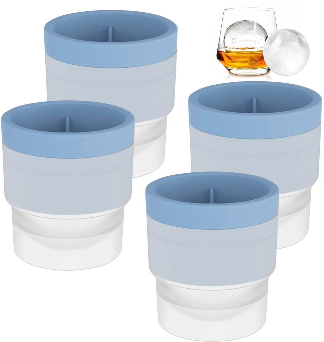 4 Stuks Herbruikbare IJsblokjes Mallen - 6cm Ronde Vorm