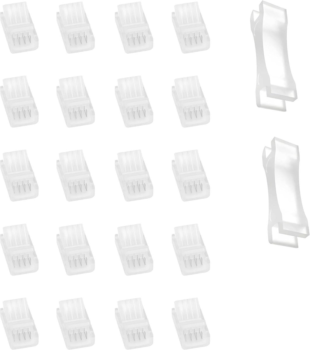 Set van 22 10 mm LED Strip Connectoren - Solderen Vrije 4-Pin Aansluitkabel voor LED Strips en Verbindingskabels