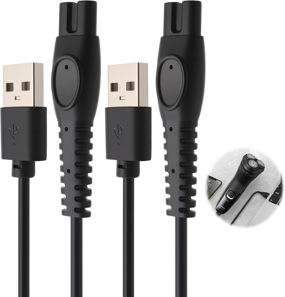 5V USB Oplaadkabel voor Scheerapparaten, Compatibel met QP2724, QP2720, MG7910 en Meer - 2 Stuks