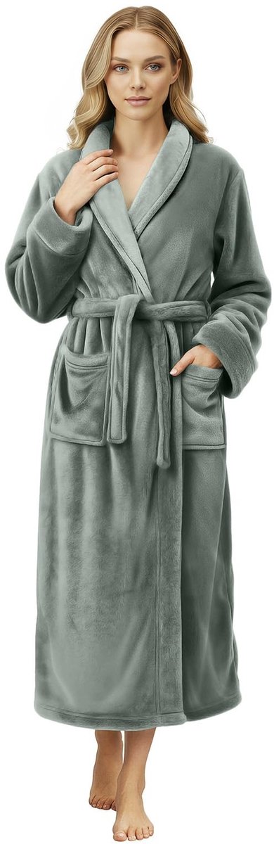 Dames badjas - Zachte fleece met sjaalkraag