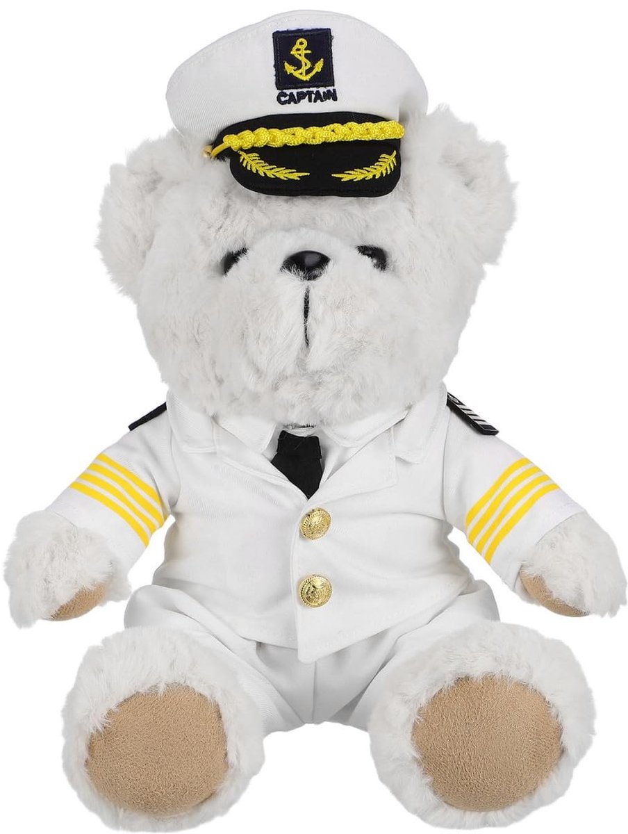 Plush Beer Captain Cuddly - Beige - Knuffel en Decoratie