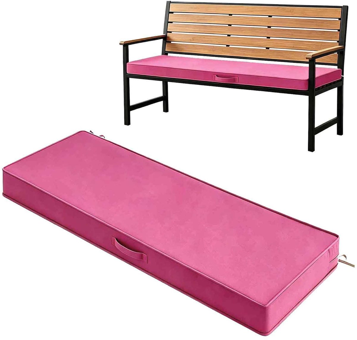 Kussen voor Buitenbank - Roze 47 x 45 cm met Antislip Onderkant