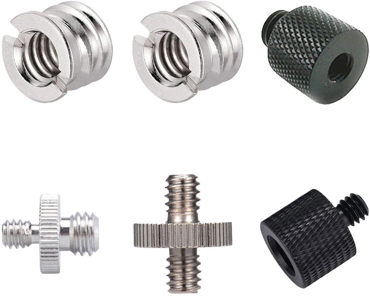 6-delige Tripod Adapters Set, 1/4 naar 3/8 Adapter, Geschikt voor Camera, Microfoon en Lamp Statief met Draad van 1/4 Inch