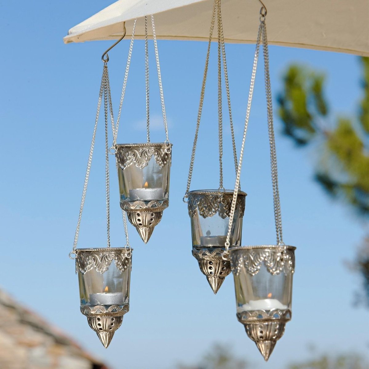 Loberon Windlicht set van 4 Céleste helder/zilverkleurig
