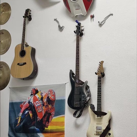 Gitaarhouder voor aan de muur, universele gitaar-wandhouder voor akoestische gitaar, klassieke gitaar, bas, elektrische gitaar — afbeelding 3