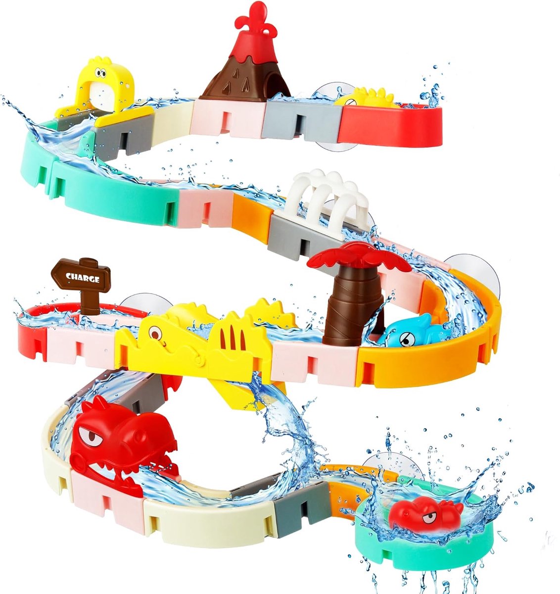 Badspeelgoed, 43 stuks, doe-het-zelf waterglijbanen, badrail speelgoed met sterke zuignappen, wandbadkuip, speelgoed voor kleine kinderen, jongens en meisjes, waterzwembadspeelgoed