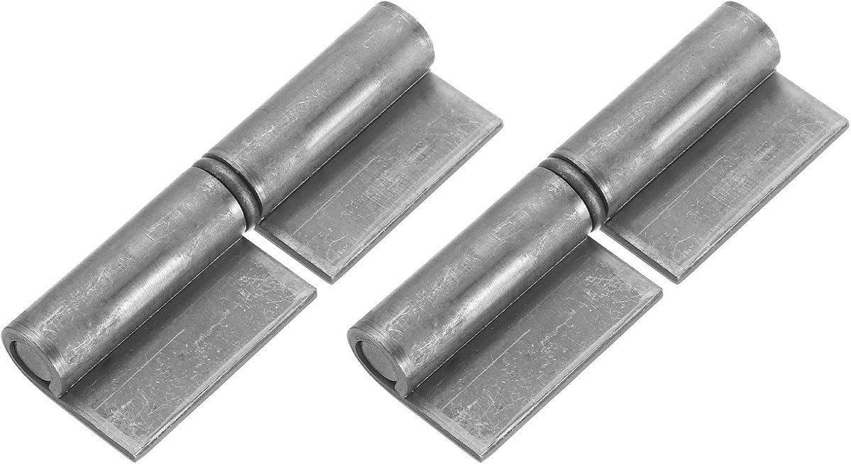 Scharnieren, verpakking van 2 stuks, 100 x 34 mm, lasbare stalen deurscharnieren met afneembare pen, afneembaar, voor metalen deur, draaideur, aanhangerhelling