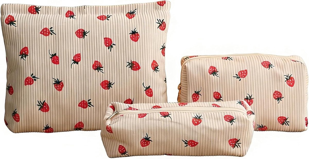 Make-uptas met ritssluiting - 3 stuks - Draagbare toilettas - 3 maten - Multifunctioneel - Voor dames