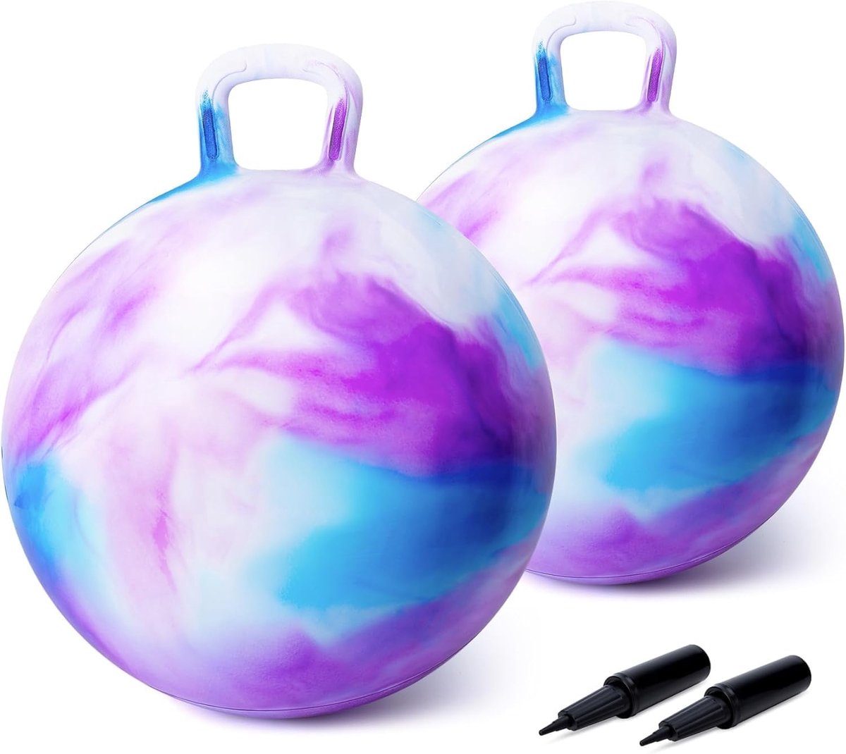 2 Stuks 45cm Opblaasbare Springbal voor Kinderen van 3 tot 8 jaar | Ondersteunt tot 100 kg, antislipontwerp, met pomp, PVC-saltbal voor binnen en buiten