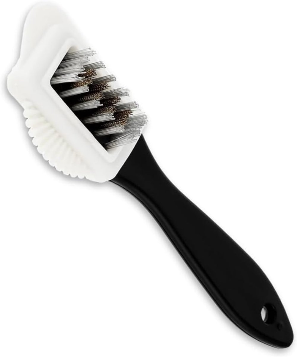 Suède schoenwasborstel met handvat - 4 zijden multifunctioneel - verzorgingsborstel in suède, nubuck, suède - schoenaccessoires 15x4cm