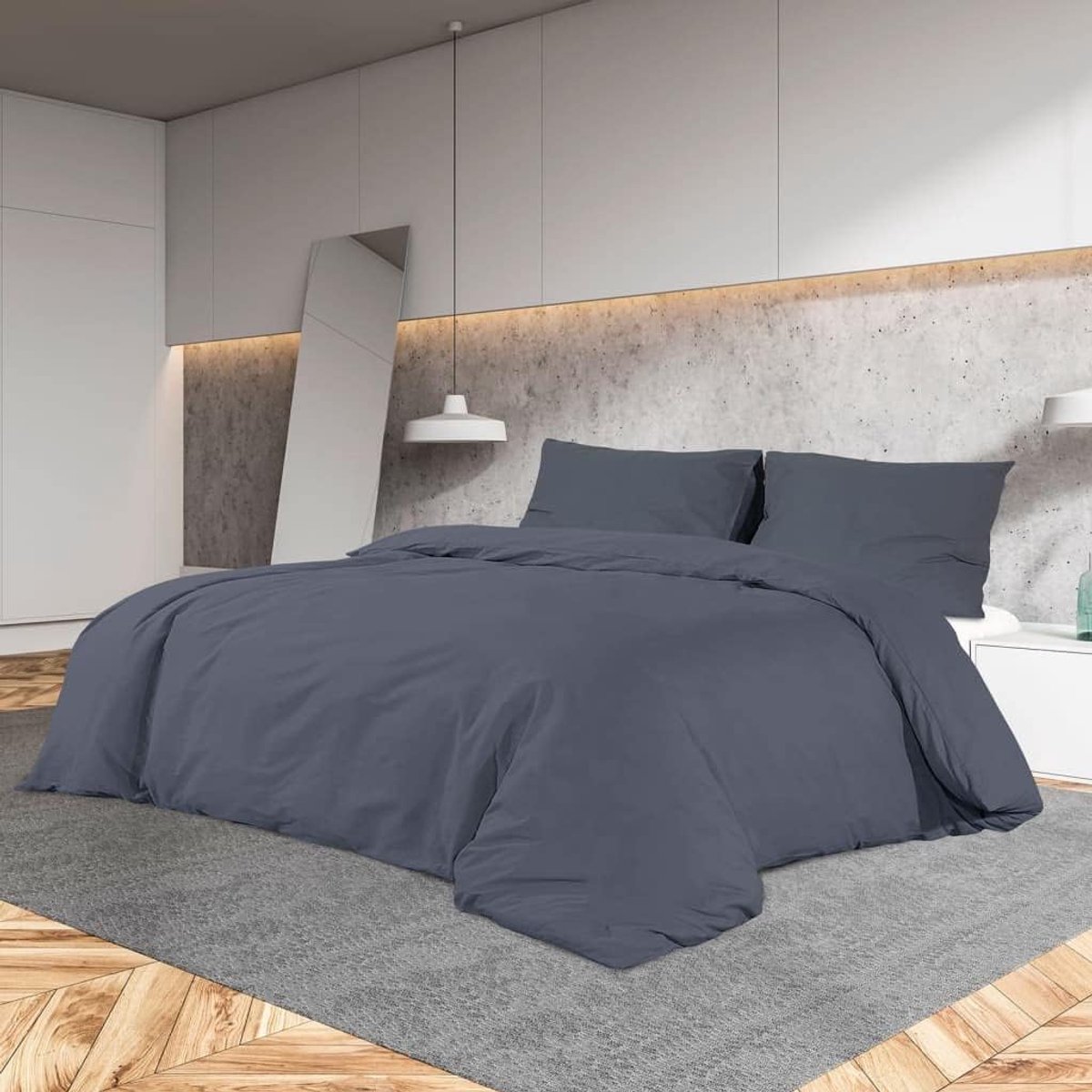 Dekbedovertrek, flanellen beddengoed, beddengoedsets voor hotels, kantoren en restaurants, (antraciet, 140 x 200 cm + 65 x 65 cm, 1)