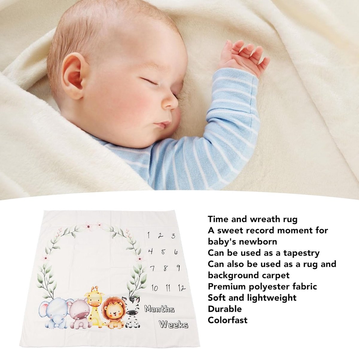 maandelijkse mijlpalen deken, zacht slinger patroon decoratieve eerste 12 maanden groeipataal groeipataal baby's mijlpalen markers pasgeboren fotoshoot foto rekwisieten