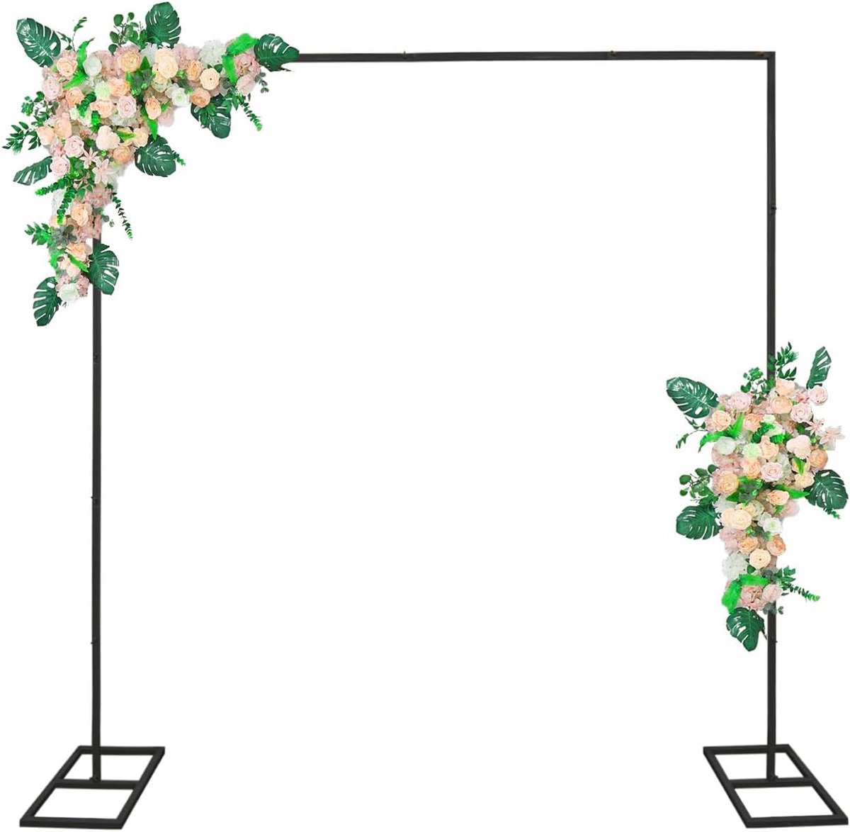 3 × 3 m, metalen rozenstandaard, voor bruiloft, vierkante rozenboog, gouden druiven, standaard voor ceremonie, feest, babyshower, verjaardag, afstudeerdecoratie, zwart