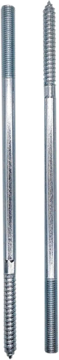 Stokschroeven M10 x 250 mm, plugschroeven met dubbele draad, dubbele kopbouten