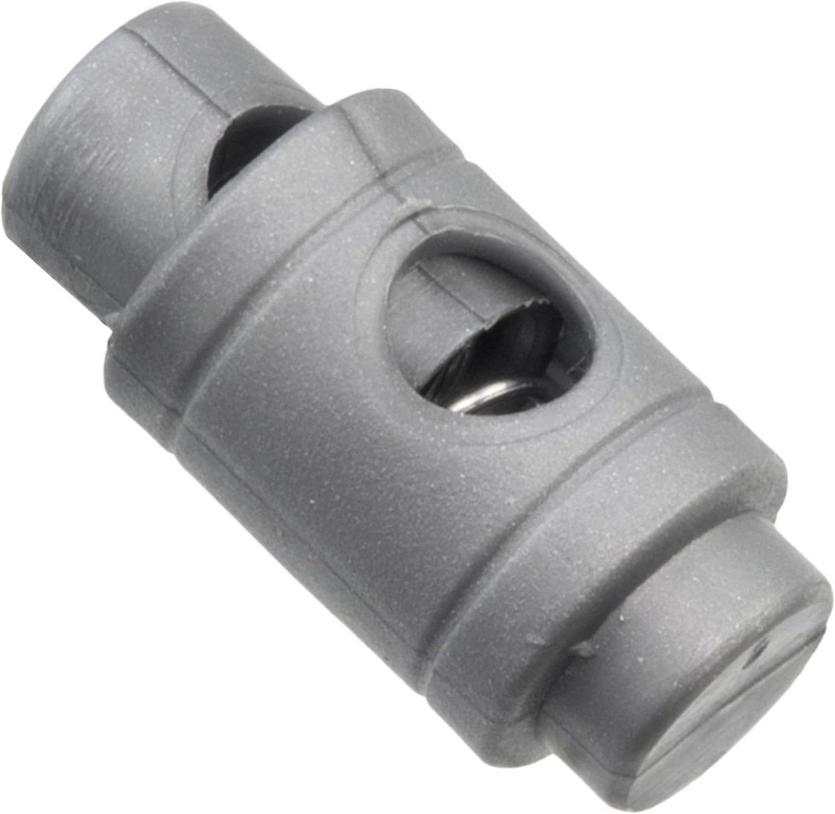 - Lot van 12 cilindrische veerlusblokkers met 1 gat - stop knoop stop cordon - opening 5 mm - van kunststof - kleur zilver
