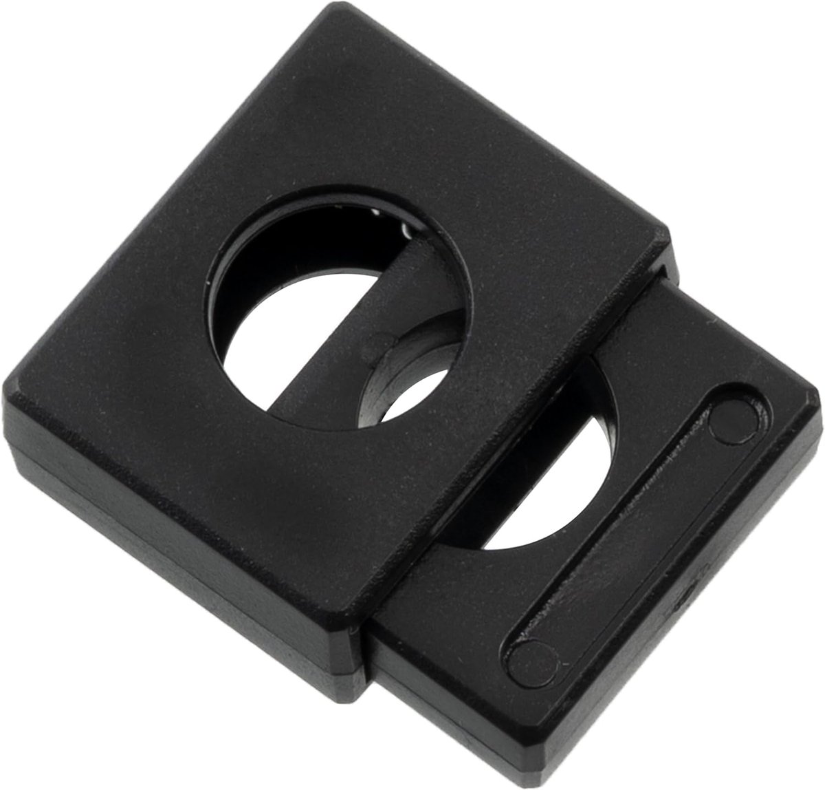- Set van 12 blokkeerkoord vierkant met 1 gaatje met veer - koordstop - opening 10 mm - van plastic - kleur zwart