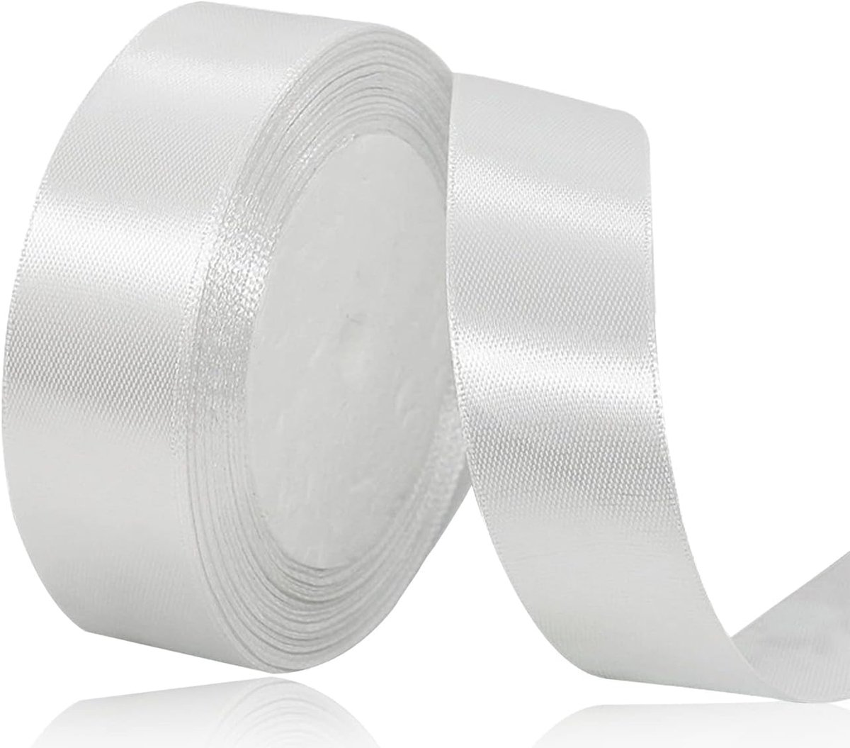 lint, 25 mm x 22 meter, wit, effen kleur, stof, voor inpakken, knutselen, ballons, naaiprojecten, lintjes, bruidsboeketten, bruiloftscadeaus