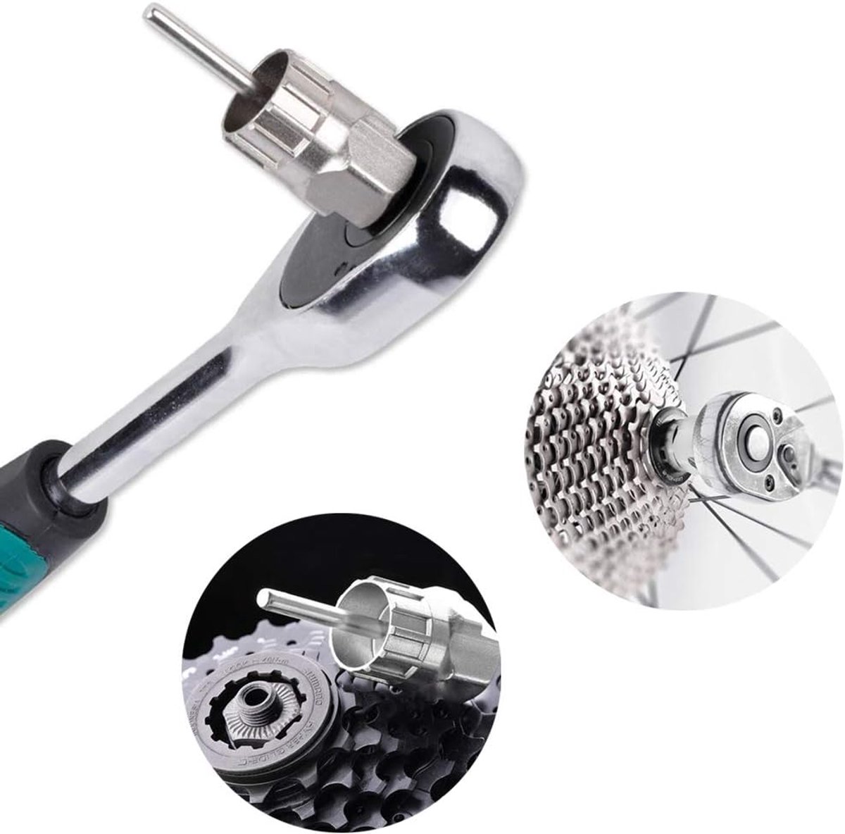Kettingzweep en trekkerset, fietskettingzweep, tandwieltrekker, cassettevergrendelingsgereedschap, cassettetrekker, geschikt voor cassettekrans