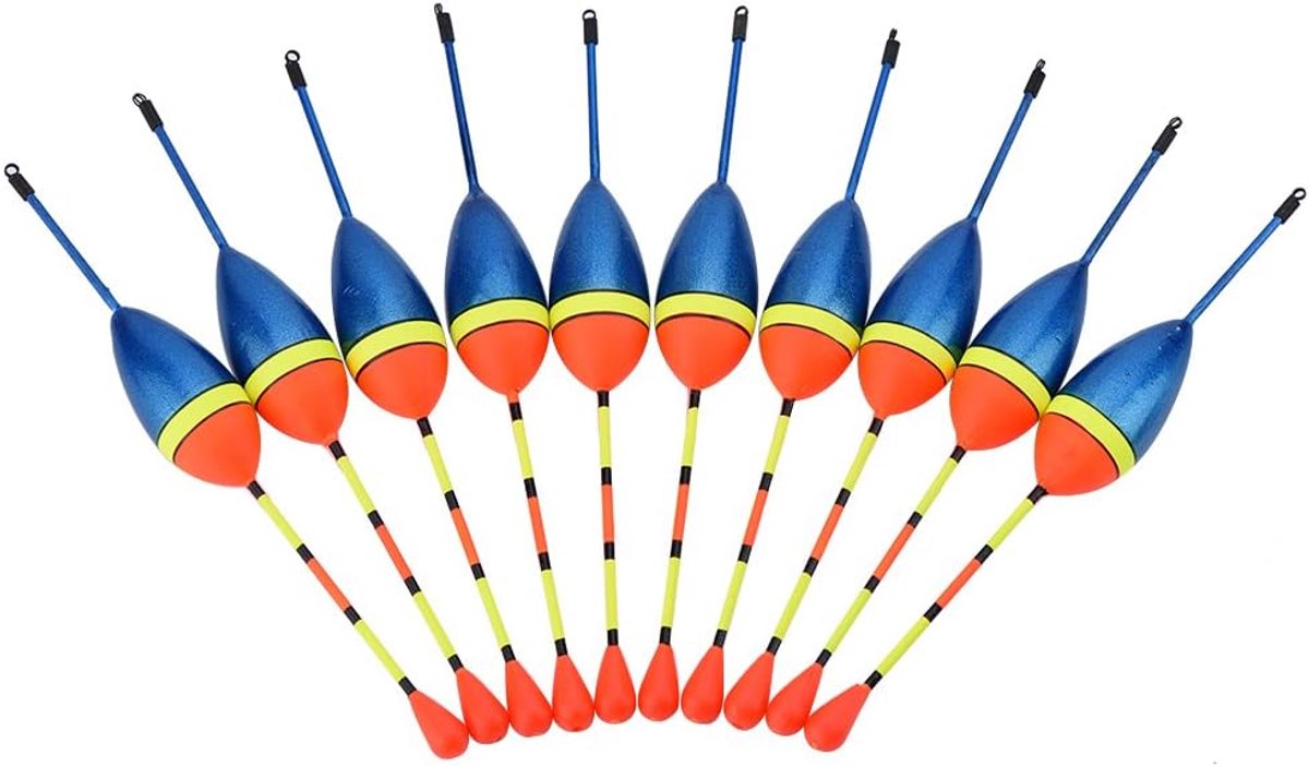 10 stuks visdobbers, forel vlotter hout slip vissen bobbers lichtgevende visdobbers en dobbers accessoires voor snoekbaars karper bas