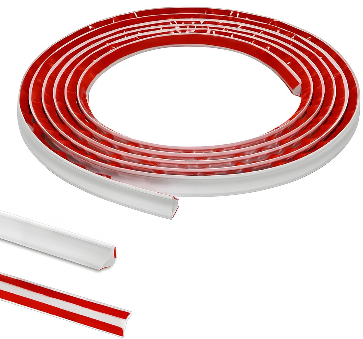6 m pvc-kwartcirkellijst, plint, sierlijst, kunststof wandplafonddecoratie, randlijst, zelfklevend, afdichtingsstrip, laminaatkralen, anti-schimmel, plint (12 mm x 9 mm)