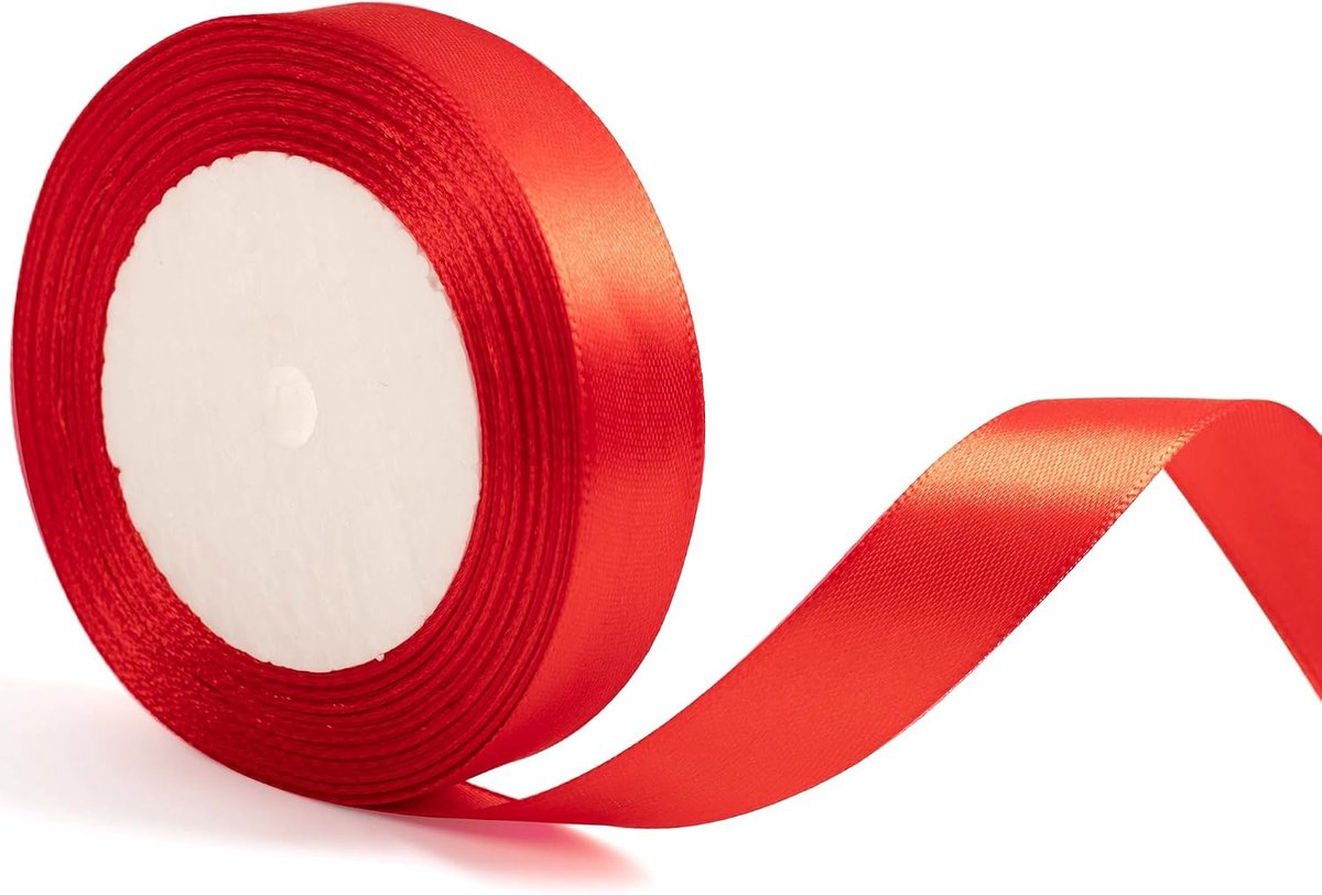 20 mm breed rood kerstlint voor cadeauverpakking 22 m, rood kerstlint voor cadeauverpakking Kerstcadeaus taart haaraccessoires strik boeket knutselen bruiloft autodecoratie
