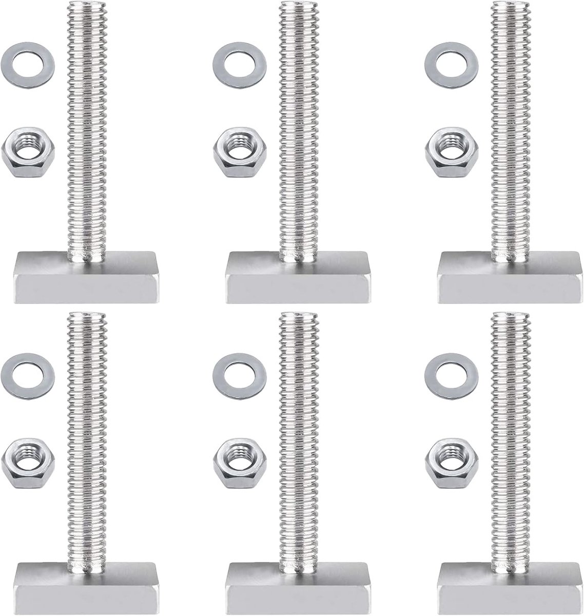 T-groefadapter, 6 stuks, roestvrij staal, schuifstenen, dakdrager met moeren en sluitringen, voor dakkoffer, raildrager, compatibel met Thule, M8 x 35 mm