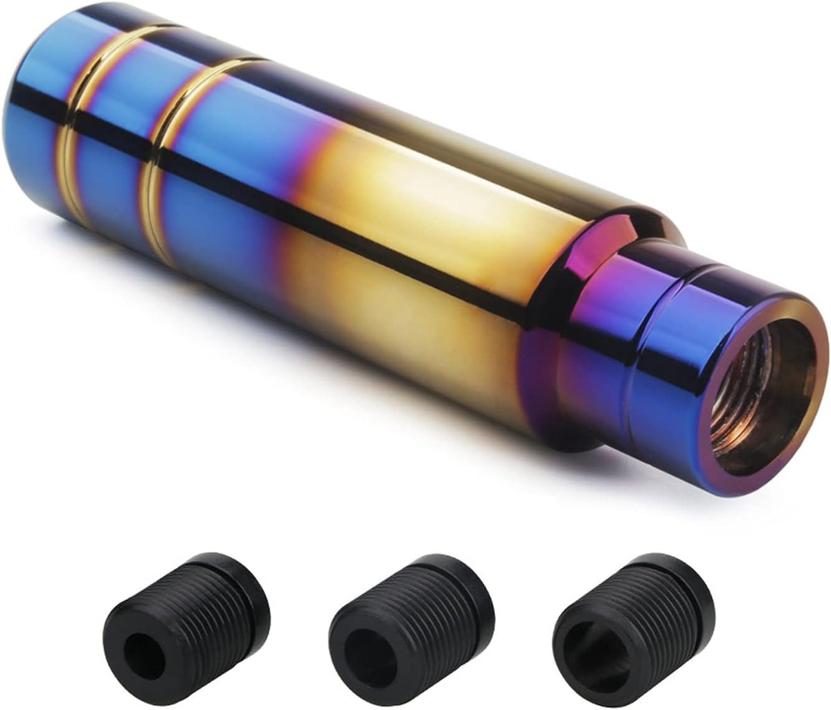 13 cm aluminium versnellingspookknop met 3 adapters 8 mm/10 mm/12 mm (blauw goud)