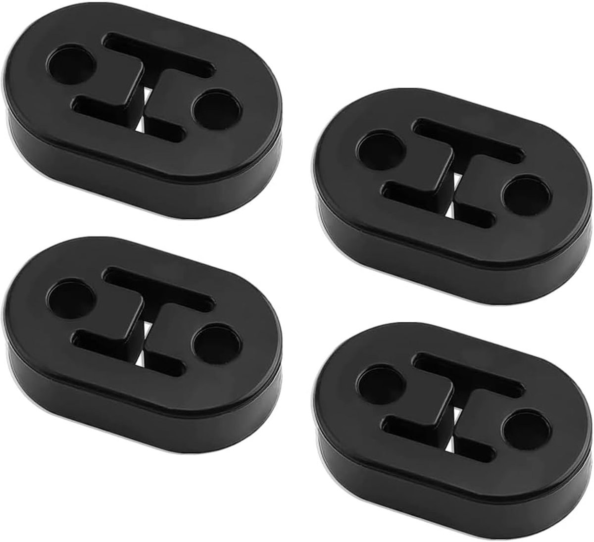 mizikuu 4 stuks auto-uitlaathangers, auto-uitlaathouders, rubber, universele rubberen uitlaat, duurzame houder, geluidsdemper, uitlaathouder geschikt voor alle voertuigen, 2 gaten, 12 mm