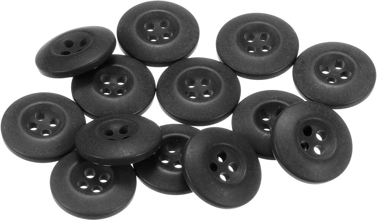 Knopen 5/8 inch (15 mm) rond, van hars, met 4 gaten, voor militaire uniformen, broeken, jassen, tassen, zwart