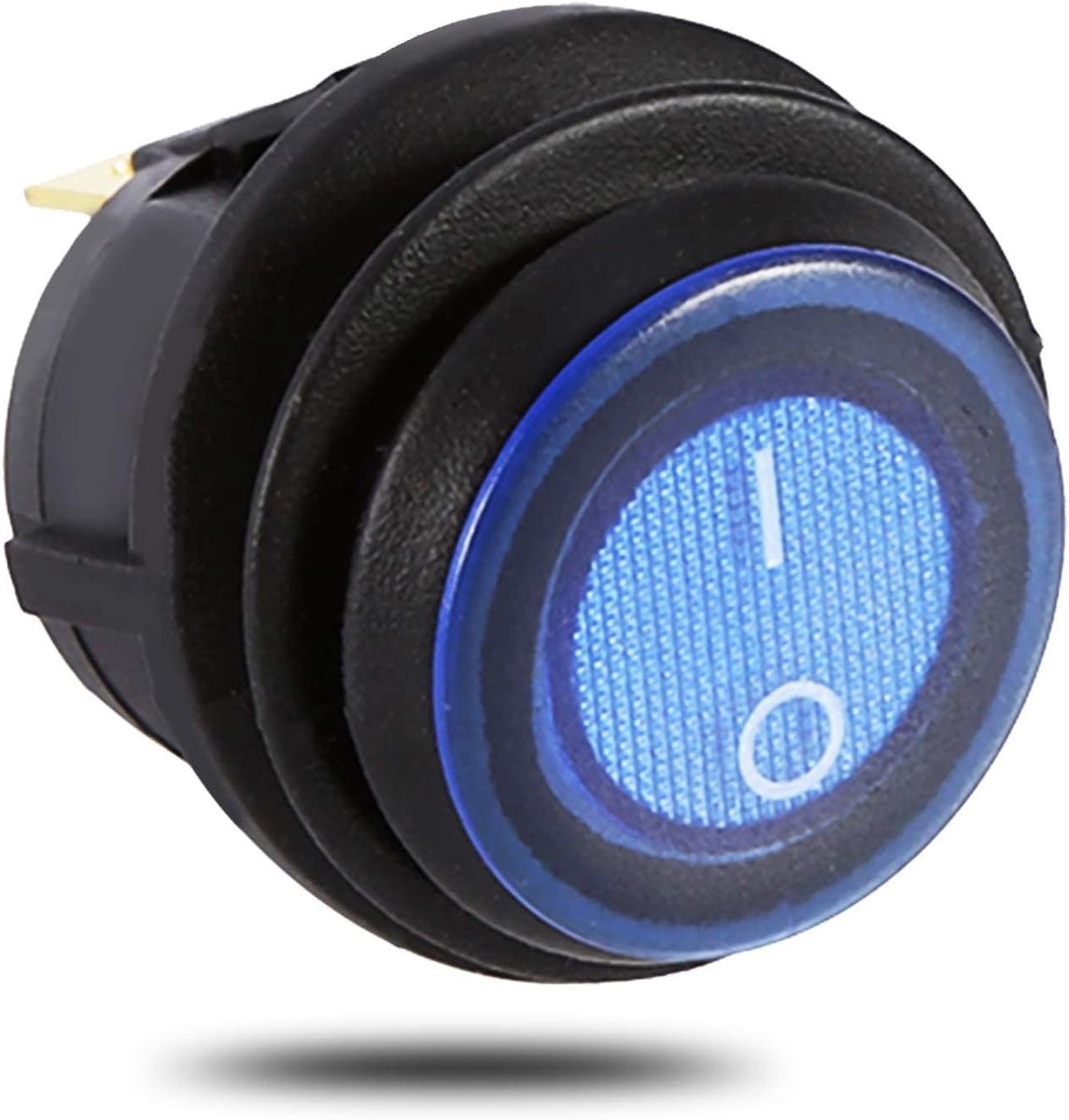 Auto 12V tuimelschakelaar, auto tuimelschakelaar vrachtwagen ronde wip Toggle LED-schakelaar 12V 16A 3-pins blauw lichtschakelaar SPST aan/uit-bediening Automotive schakelaars