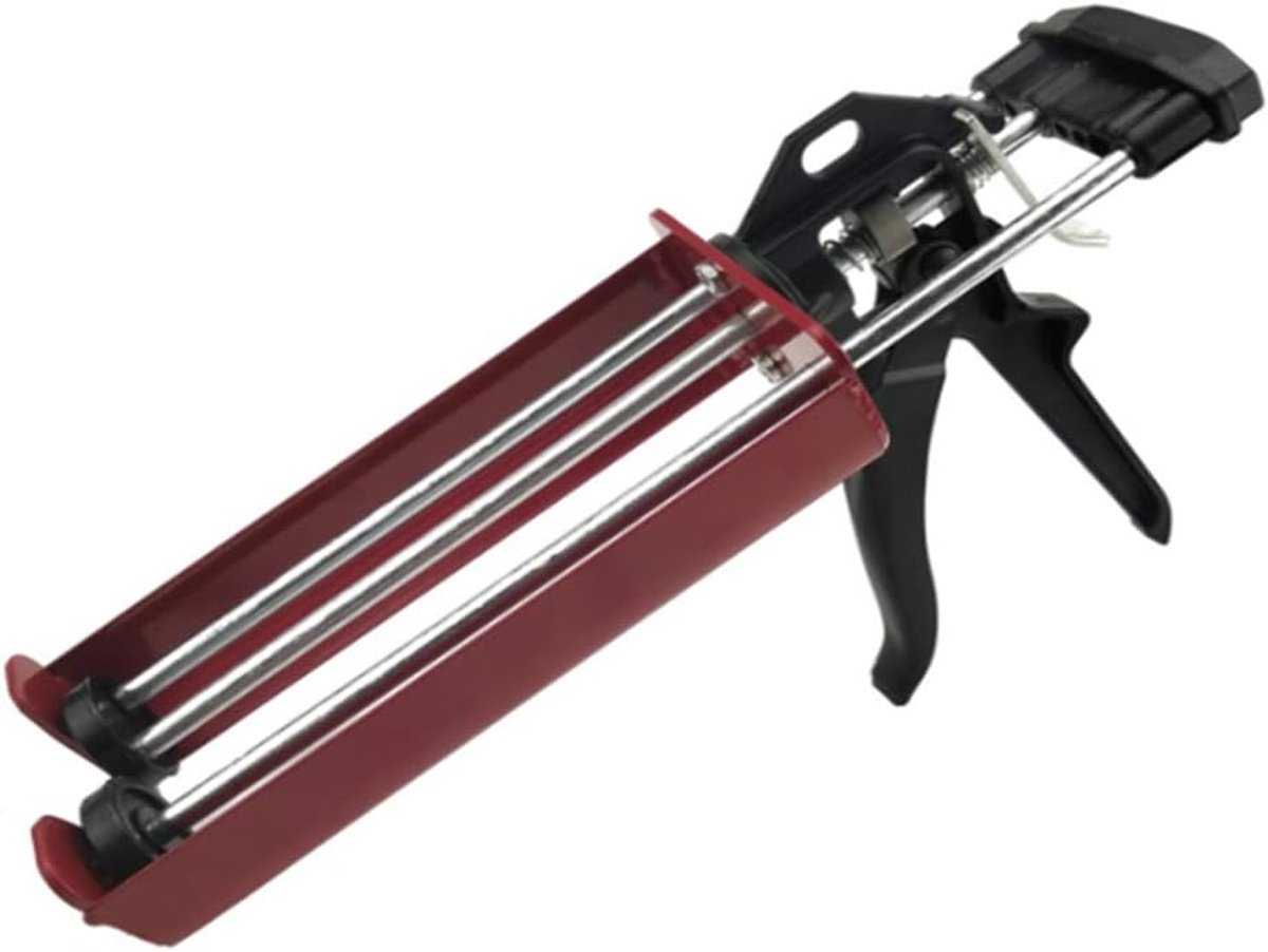 Kitpistool, Dubbel Patroon Kitpistool met Comfort Grip, Ijzeren Handmatige Lijmapplicateurpistool voor Epoxy, Acryl, Polyurethaan, Siliconen, Polyester (Rood)