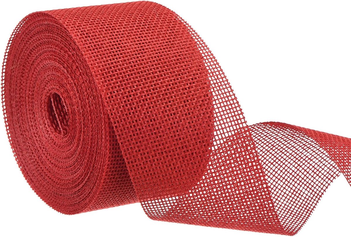 Jute lint, 5 cm breed, 10 Iarden jute band met draad voor geschenkverpakkingen, huis- en bruiloftsdecoraties, rood